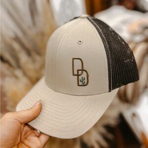 Two-Tone Beige and Black Mesh Cap